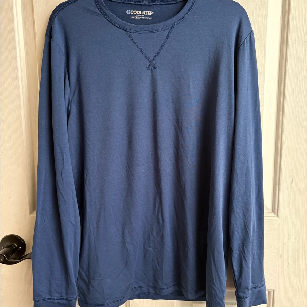 CoolKeep Men's Blue Pajama Long Sleeve Shirt